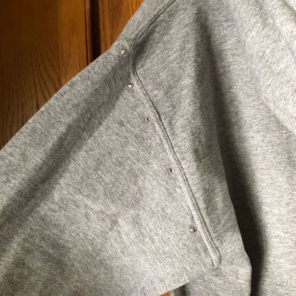 JET John Eshaya V-Neck Heather Rhinestone Detail Pullover Hoodie Gray - M/L - Picture 12 of 15